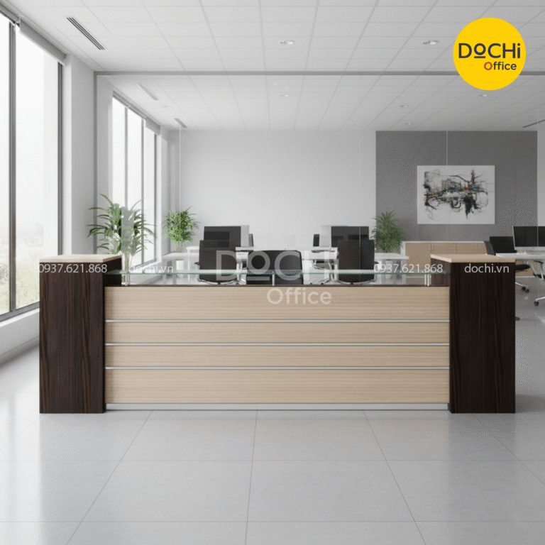 Quầy Lễ Tân MDF phủ Melamin QLT086 Dochioffice