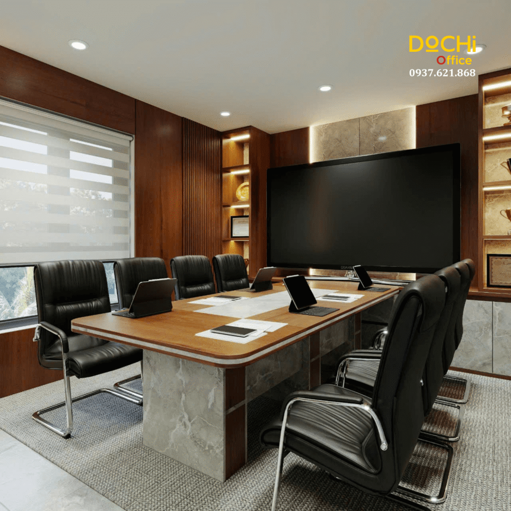 Bàn họp lớn với chất liệu sang trọng