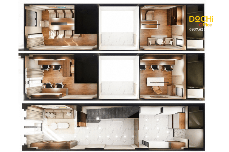 Thiết kế nội thất văn phòng Gò Vấp 3 tầng