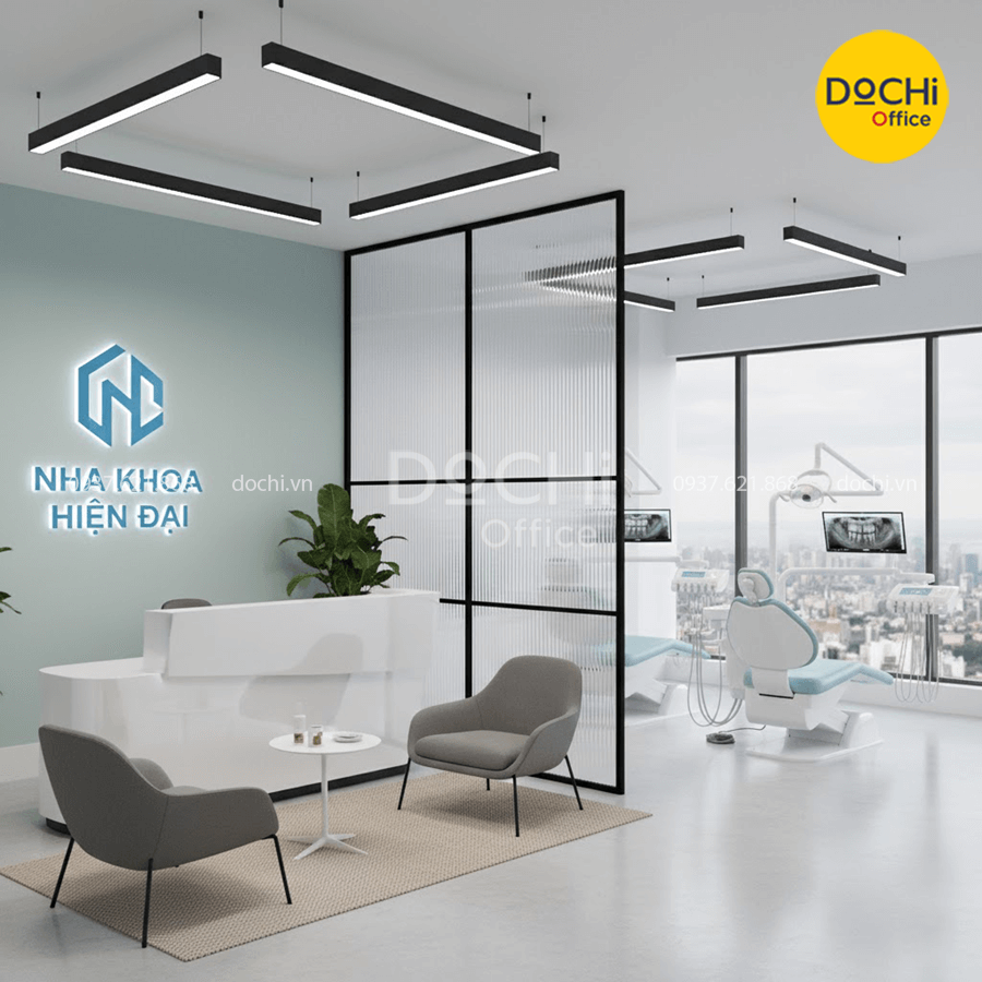 Không gian tiếp tân phòng khám nha khoa