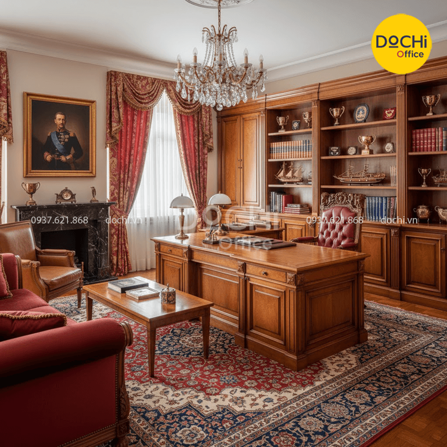 Mẫu phòng giám đốc cổ điển quyền uy