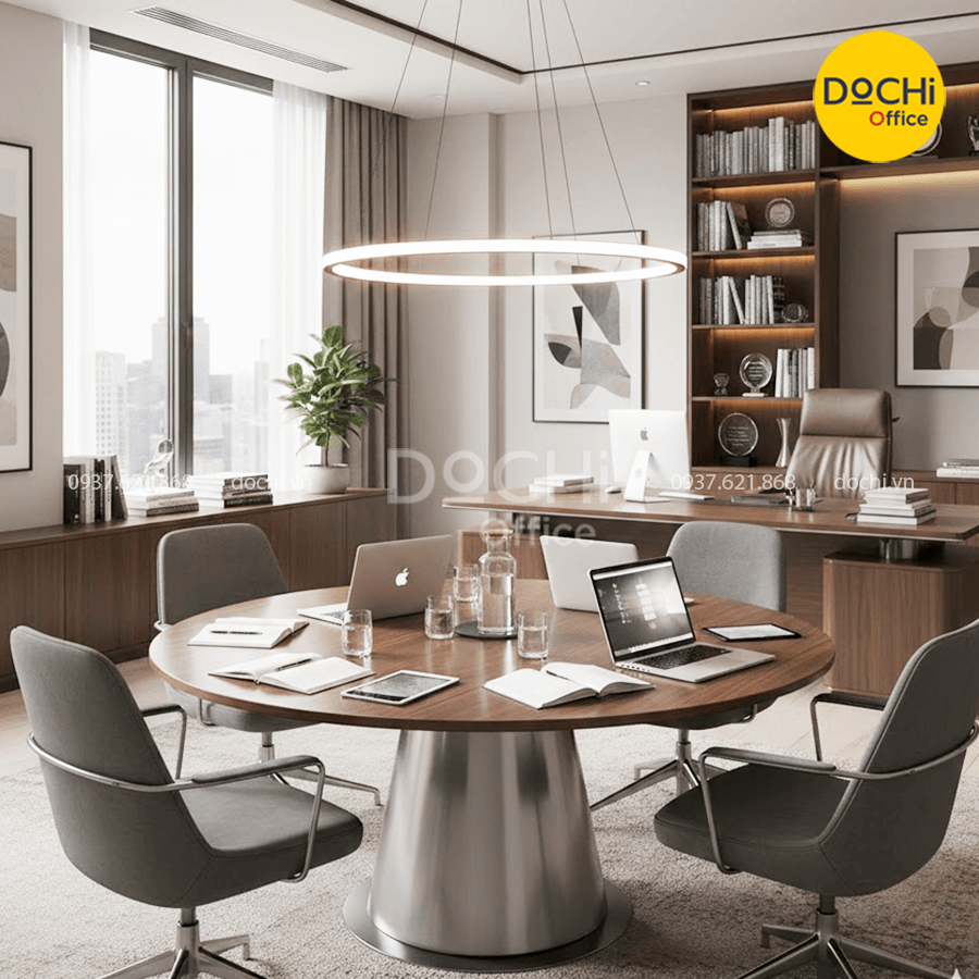 Bàn họp nhỏ tích hợp trong phòng giám đốc