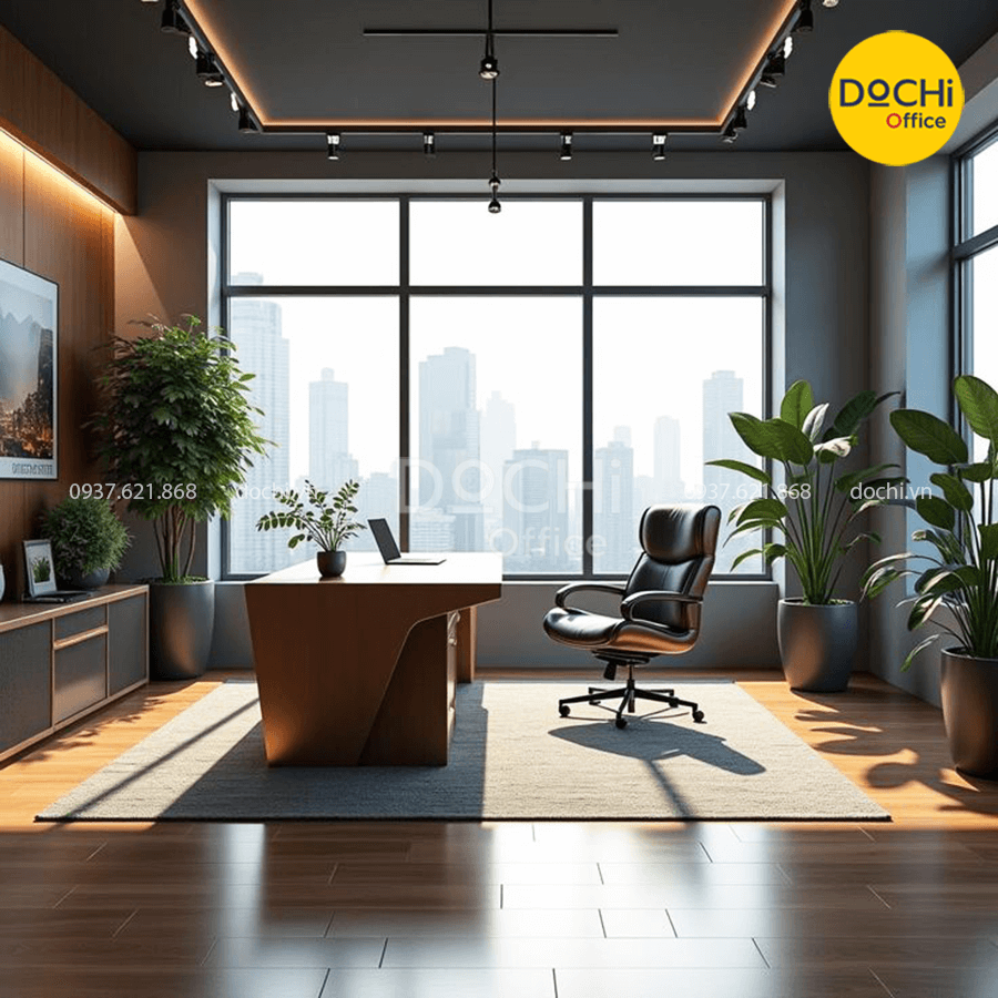 Mẫu thiết kế phòng giám đốc kết hợp yếu tố xanh