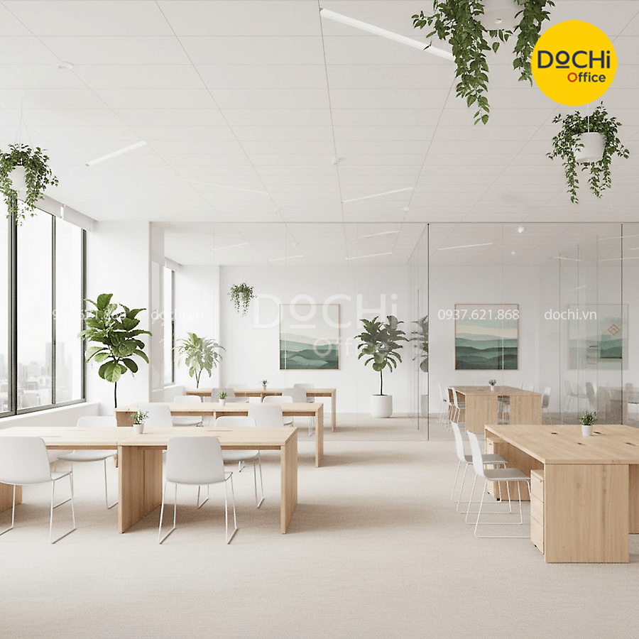 Mẫu thiết kế nội thất văn phòng phong cách mở