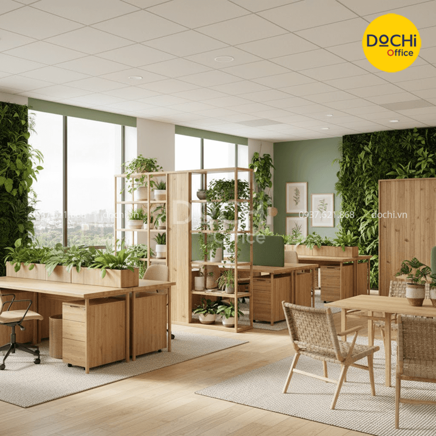 Mẫu thiết kế nội thất văn phòng không gian xanh