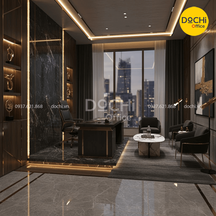 Mẫu thiết kế nội thất văn phòng phong cách Luxury