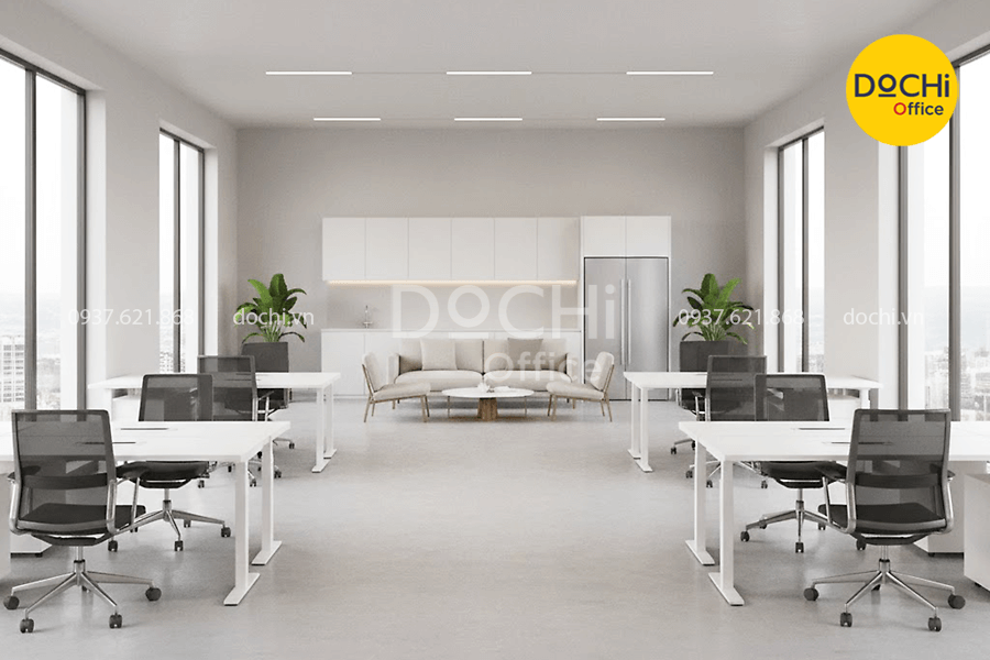 Mẫu thiết kế nội thất văn phòng 200m2 tối giản