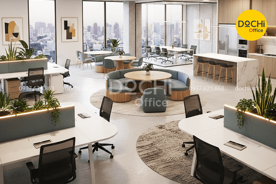 Mẫu thiết kế nội thất văn phòng 200m2 theo hướng không gian mở
