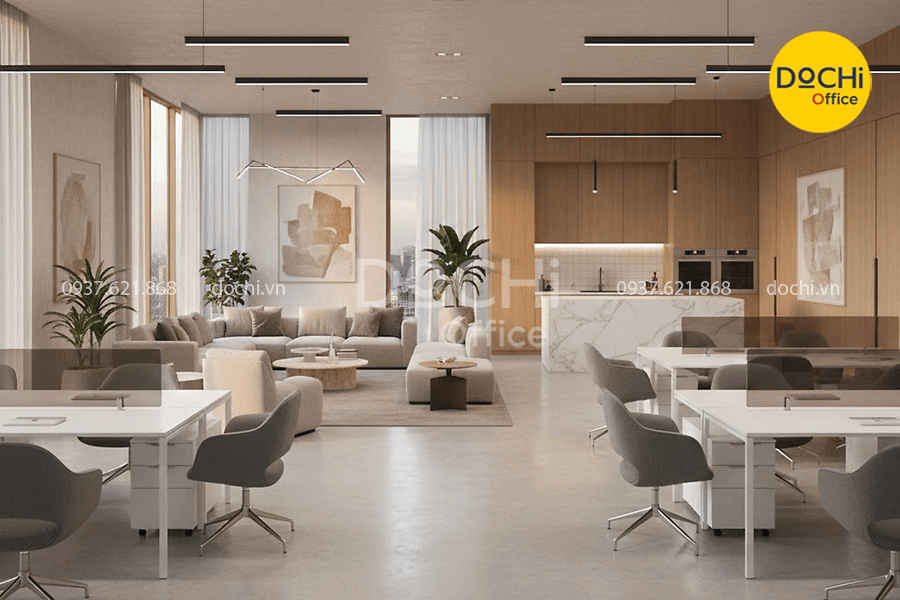 Bố trí nội thất không gian làm việc chung