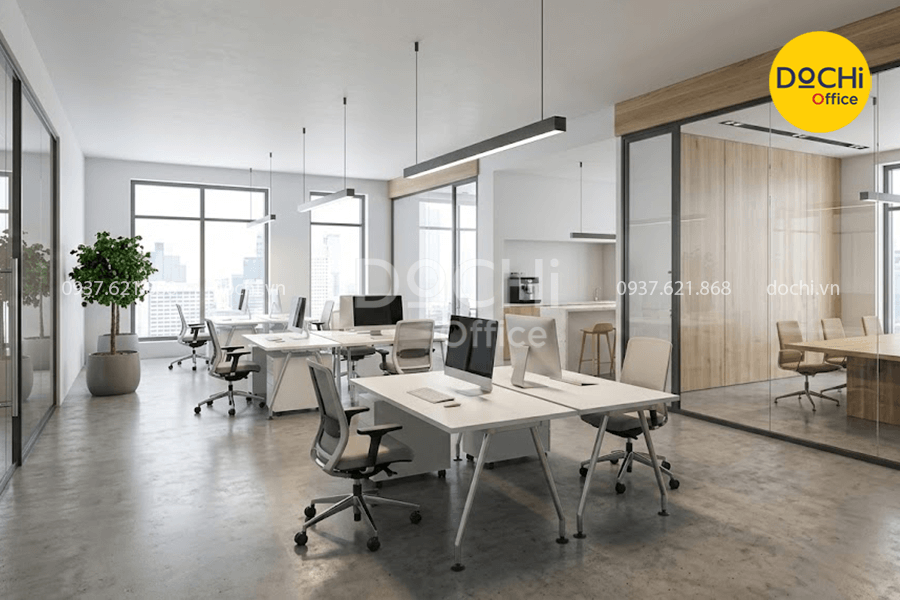 Mẫu thiết kế nội thất văn phòng 80m2 phong cách hiện đại