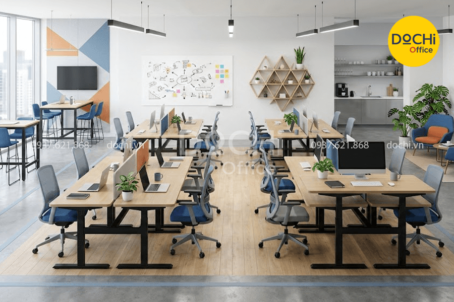 Mẫu thiết kế nội thất văn phòng 80m2 phong cách trẻ trung sáng tạo