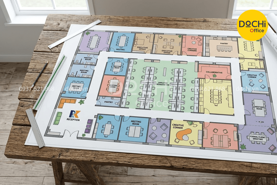 Mẫu bản vẽ cho văn phòng diện tích lớn