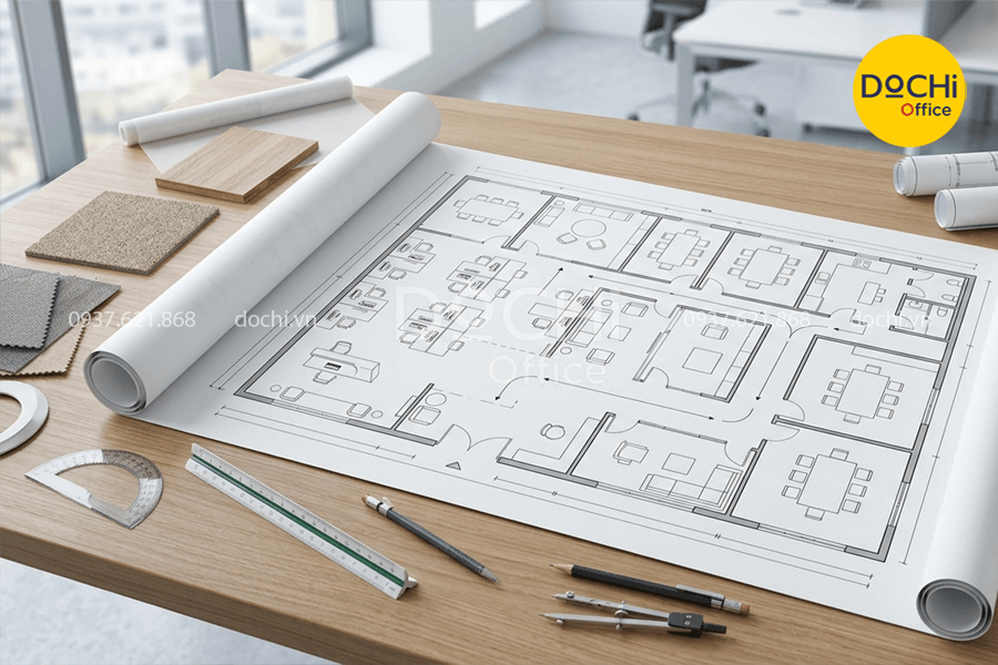 Mẫu bản vẽ văn phòng hiện đại