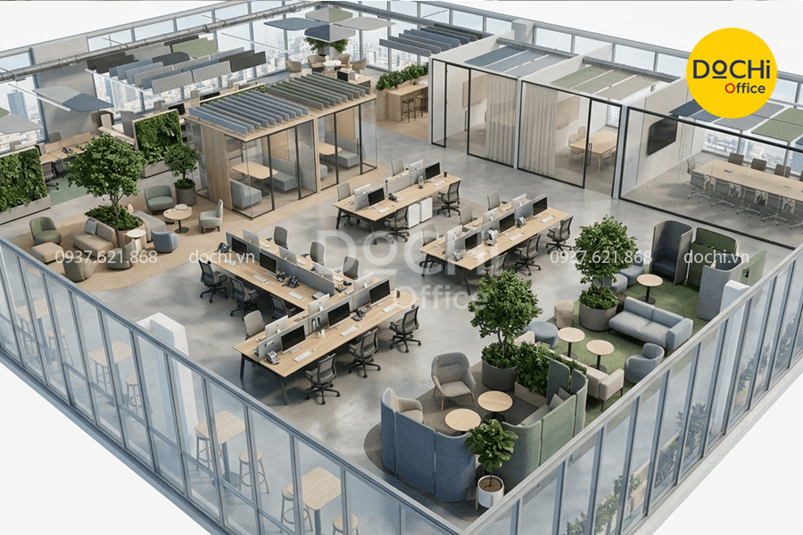 Mẫu bản vẽ thiết kế văn phòng không gian mở