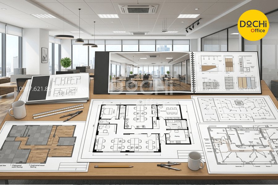 Các thành phần của bản vẽ văn phòng làm việc