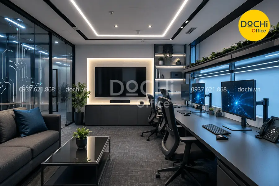 Mẫu nội thất văn phòng 30m2 phong cách High-Tech