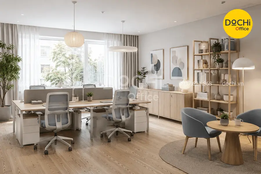 Mẫu nội thất văn phòng 30m2 phong cách Bắc Âu