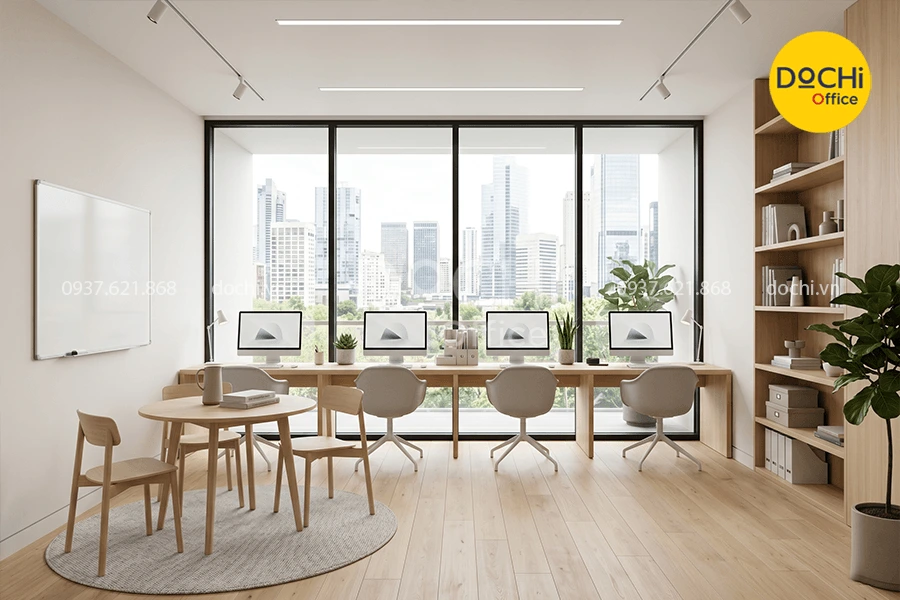 Mẫu nội thất văn phòng 30m2 tối giản